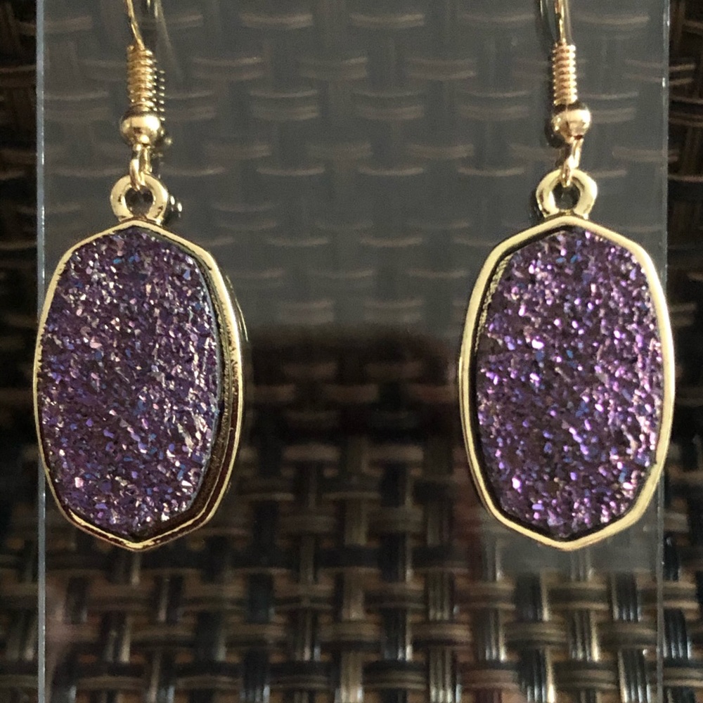 Purple on gold earrings